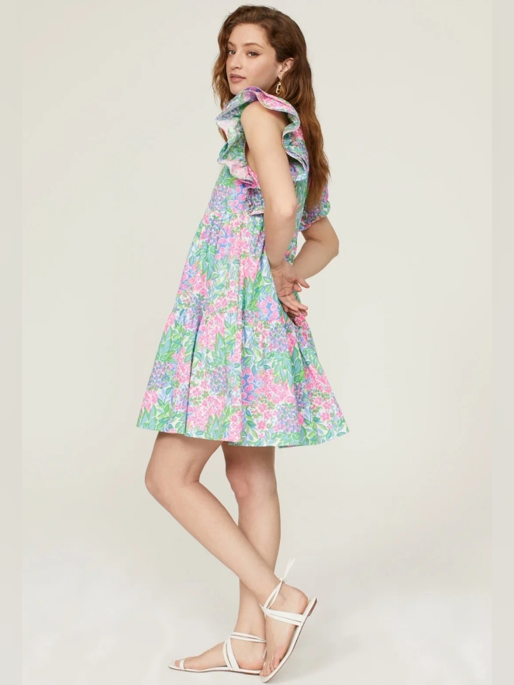 Lilly Pulitzer Aldena Ruffle Sleeve Cotton Dress Mini. preppy/ Resort Size Xxs